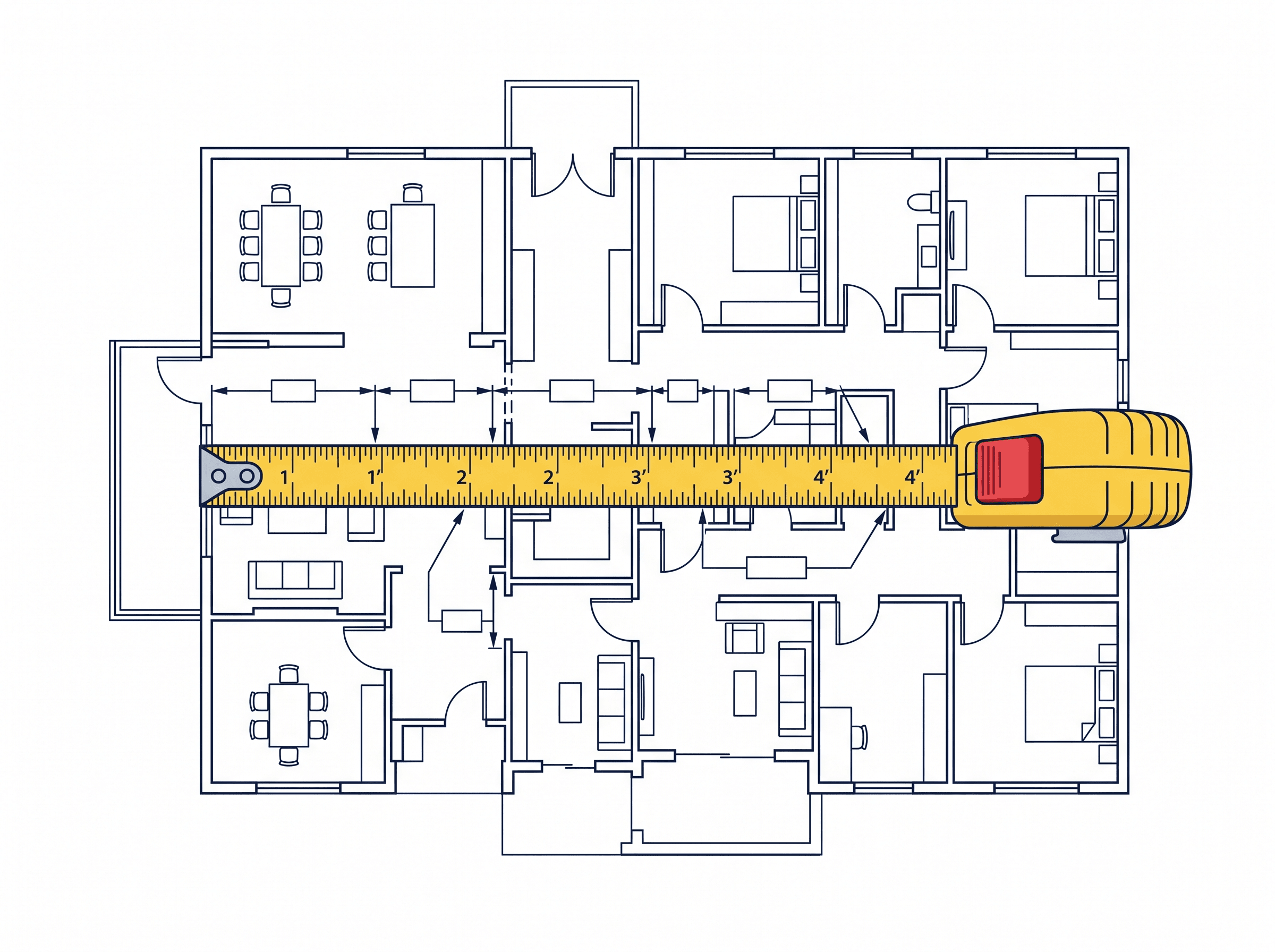 Tape measure on construction plans